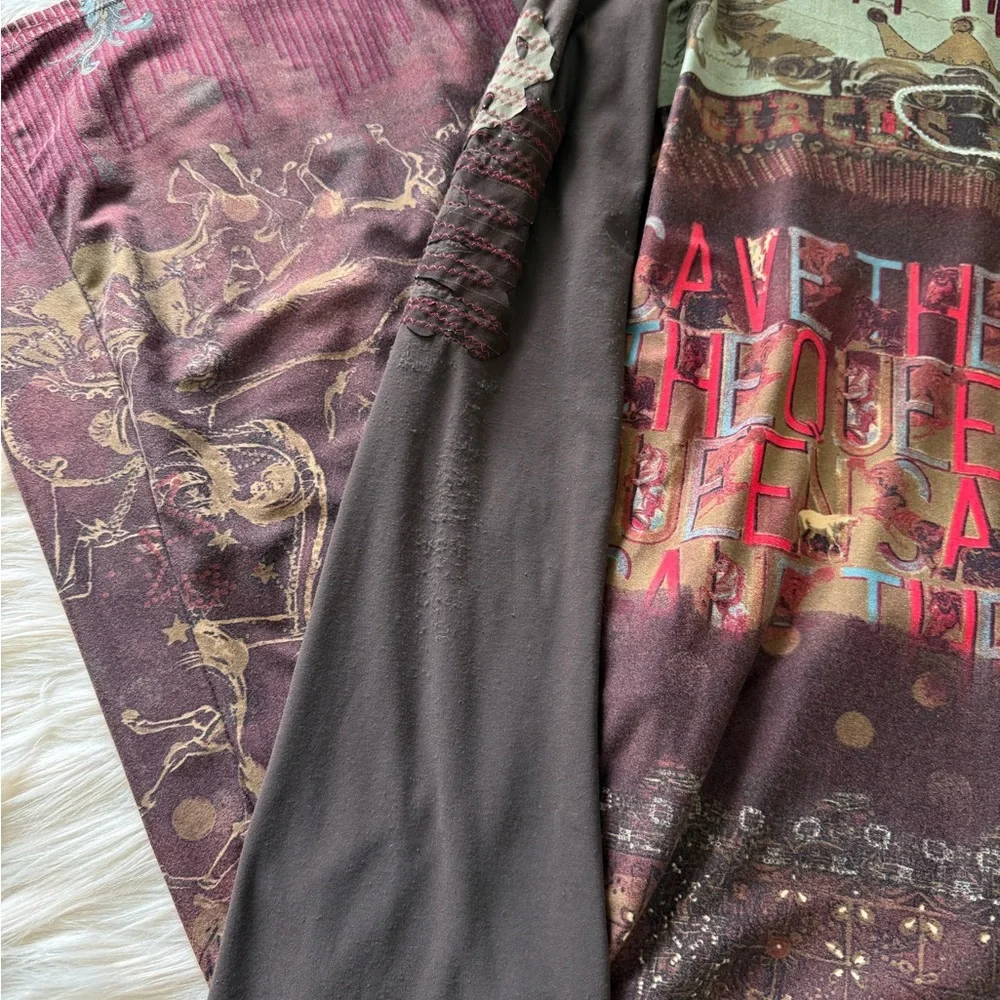 Bohemian Maroon Patchwork Long Sleeve Dress - Picture 8 of 10